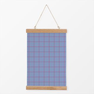 Textilposter Memphis Grid Pink On Blue