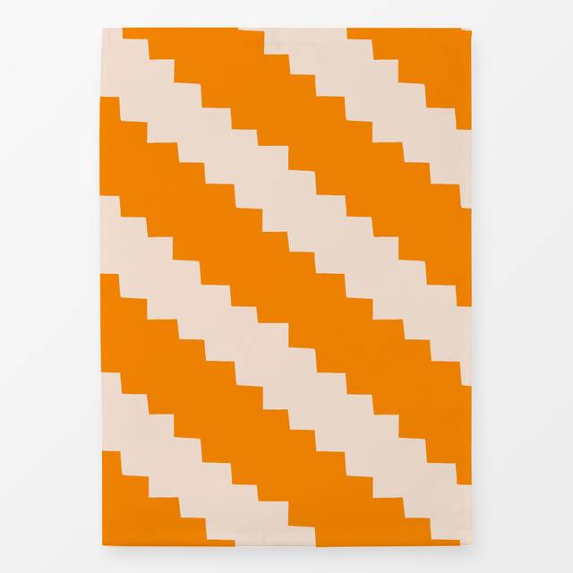 Geschirrtücher Treppe Orange Creme Zickzack