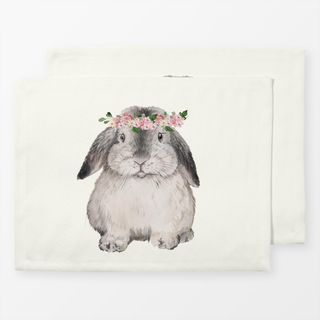 Tischset Hase mit Blumenkranz Mopsi